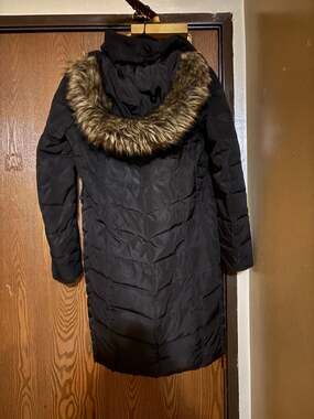 Michael Kors Black Long Down Fur Trim Puffer Coat/ Winter Jacket
